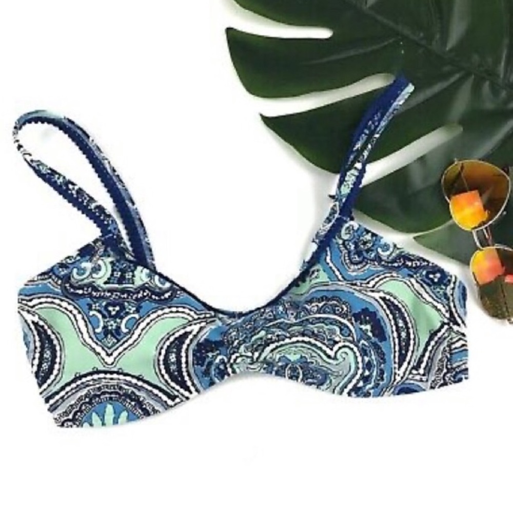 Aerie Paisley Scoop Neck Bikini Top